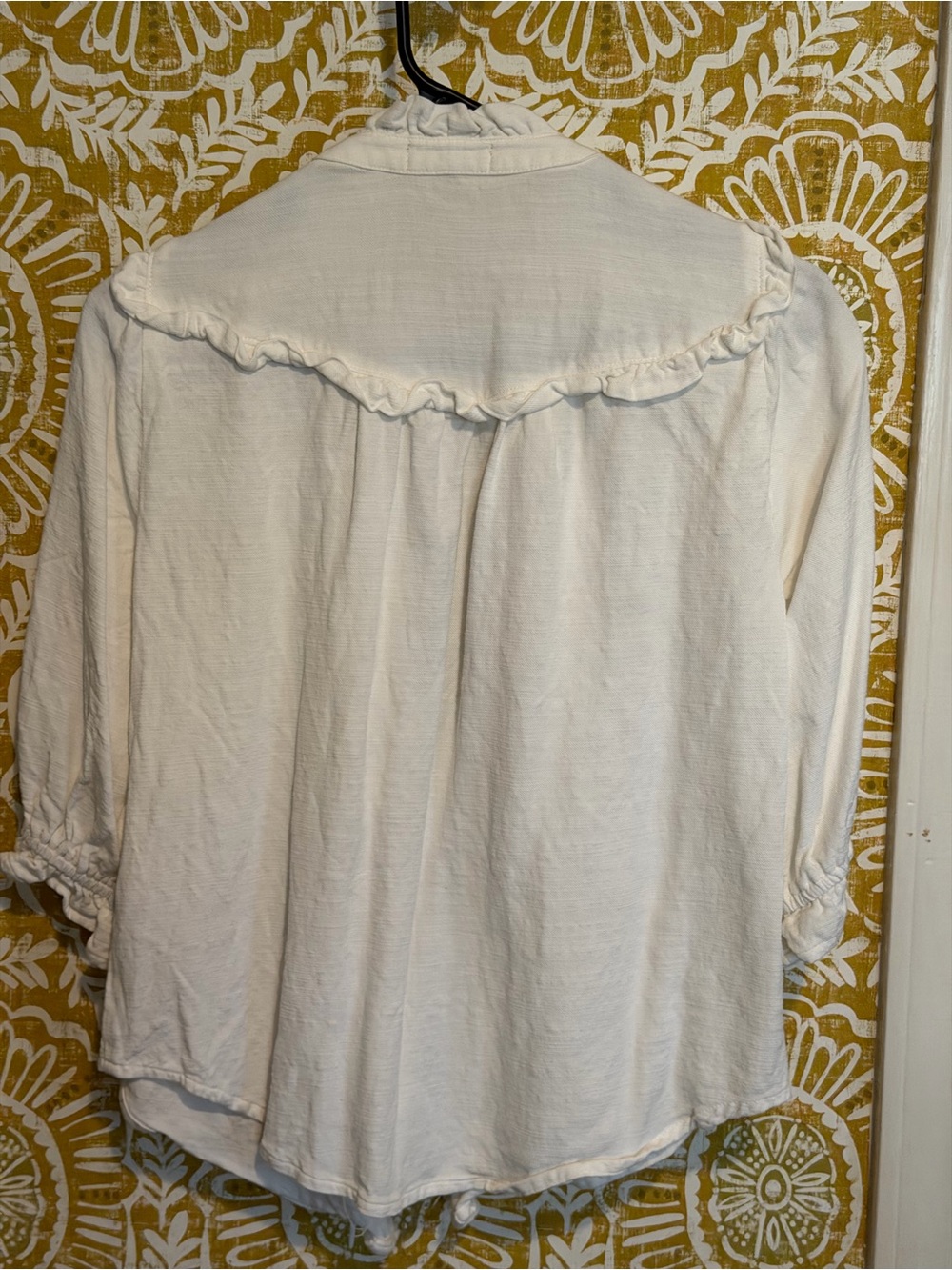 Democracy Cream Ruffle Button-Front Blouse - Picture 3 of 3